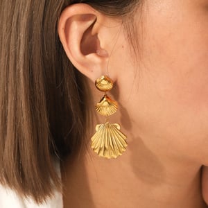 1 Pair Simple Series Daily Shell Stainless Steel  Gold Color  Women's Drop Earrings h5 Picture4