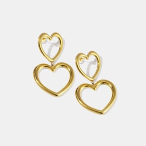 Heart Splicing Stainless Steel Dangle Earrings h5 Picture2