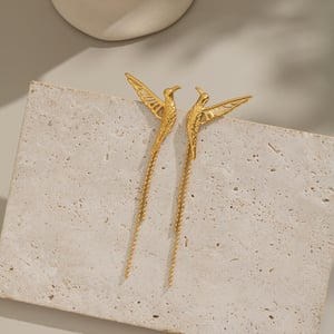 1 Pair Birds Stainless Steel Gold Color Stud Earrings h5 Picture4