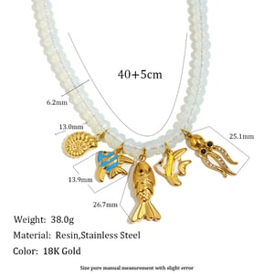 1 Piece Elegant  Fish Stainless Steel  Natural Stone Women's Beaded Necklaces h5