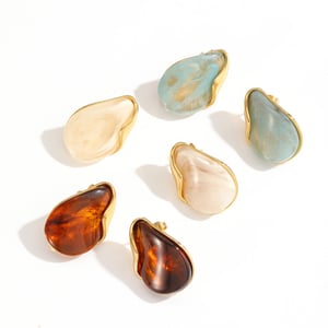 1 Pair Irregular Droplet Shape Stainless Steel Gold Color Acrylic Women's Stud Earrings h5 Picture4