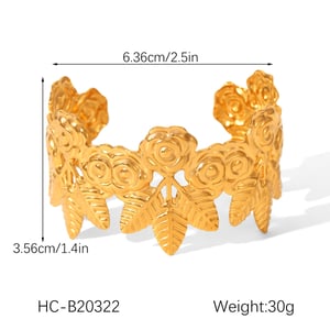 1 Piece Simple Series Daily Flower  Gold Color  Women's Bangles h5 Picture2