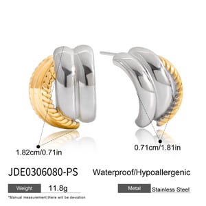 1 Pair Simple Mixed Gold&Silver Colors Stainless Steel Women's Stud Earrings h5 Picture2