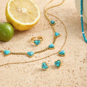 Classic Calaite Heart Stainless Steel Women's Jewelry Sets h5 Picture5