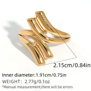1 Stück lässige Statement-Ringe aus Edelstahl in unregelmäßiger Form in Goldfarbe h5 Bild2