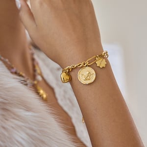 1 Piece Dazzling Angel Stainless Steel Gold Color Women's Charm Bracelets h5 Picture9