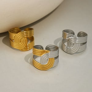1 Stück Retro Minimalist Line Sense Edelstahl Statement Ringe für Damen h5 Bild4
