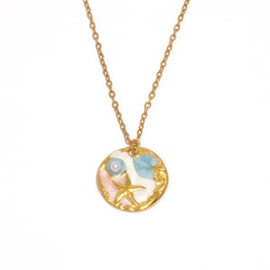 1 Piece Oceanic Circle Stainless Steel Gold Color Women's Pendant Necklaces h5 