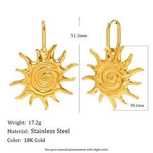 Classic Sun Stainless Steel Gold Color Women's Jewelry Sets h5 Picture2