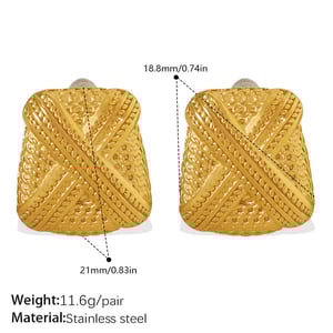 1 Pair Stainless Steel Gold Color Stud Earrings h5