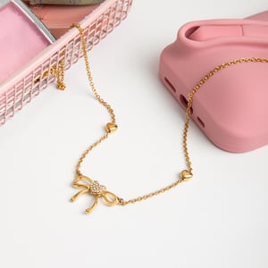 1 Piece Romantic Bow Knot Butterfly Stainless Steel Gold Color Women's Pendant Necklaces h5 Picture5