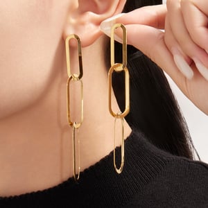 Simple Squircle Stainless Steel Gold Color Women's Jewelry Sets h5 Picture3