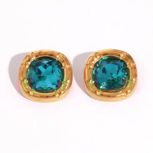 1 Pair Simple  Natural Rectangle Stainless Steel  Gold Color Women's Stud Earrings h5