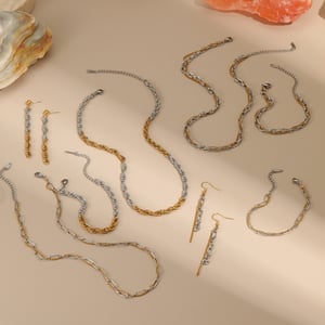 1 Piece  Daily Mixed Color Chain Stainless Steel  Women's Chain Necklaces h5 Picture2