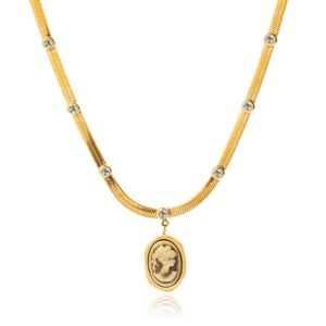 1 Piece Vintage Figure Stainless Steel Gold Color Women's Pendant Necklaces h5 Picture7