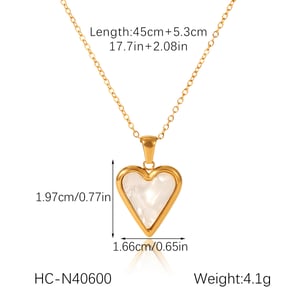 1 Piece Classic Heart Stainless Steel Gold Color Shell Women's Pendant Necklaces h5 Picture2