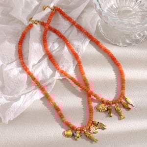 1 Piece Luxurious  Fish Natural Stones  Gold Color  Women's Beaded Necklaces h5 Picture3