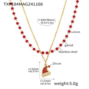 Santa Hat Stainless Steel Gold Color Zircon Women's Jewelry Sets h5