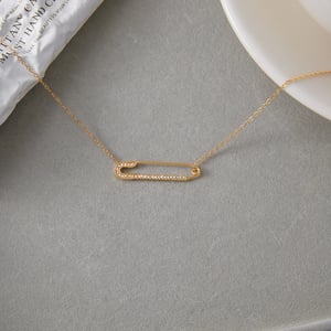 1 Piece Classic Paper-clip Stainless Steel Gold Color Women's Pendant Necklaces h5 Picture5
