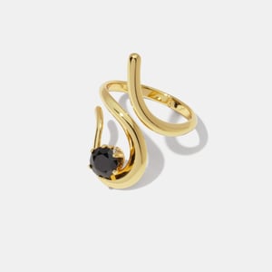 Irregular Shape Zircon Stainless Steel Gold Color Gemstone Ring h5 Picture2