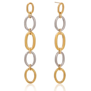 1 Pair Classic Circle Stainless Steel Gold&Silver Color Women's Dangle Earrings h5