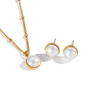 Daily Circle Stainless Steel Gold Color Women's Jewelry Sets h5 Picture5