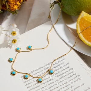 1 Piece Romantic Flower Calaite Stainless Steel Gold Color Women's Pendant Necklaces h5 Picture7