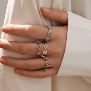 1 Piece  Casual Flower Stainless Steel  Gold Color Women’s Statement Rings h5 Picture3
