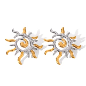 1 Pair Daily Sun Stainless Steel  Gold Color Women's Drop Earrings h5