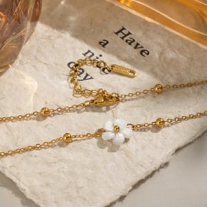 1 Piece Shell Flower Stainless Steel Gold Color Charm Necklace h5 Picture4