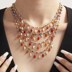 1 Piece Retro Agate Devil's Eye Stainless Steel Women's Pendant Necklaces h5 Picture4