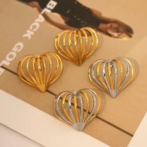 1 Pair Simple  Casual Heart Stainless Steel   Gold Color Women's Stud Earrings h5 Picture4