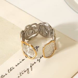1 Piece Retro Rose Stainless Steel MIxed Color Statement Ring h5 Picture5