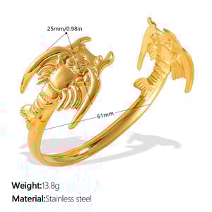 1 Piece Fish Shape Stainless Steel Gold Color Cuff Bracelet h5 Picture2