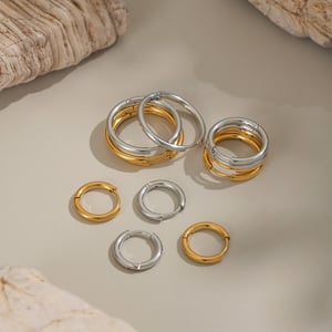 1 Pair Stainless Steel Gold Color Basic Hoop Earrings h5 Picture3