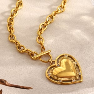 1 Piece Delicate Heart Stainless Steel Gold Color Women's Pendant Necklaces h5 Picture4