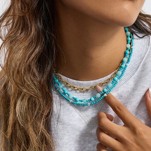 1 Piece Classic Calaite Beads Natural Stones Gold Color Women's Beaded Necklaces h5 Picture4