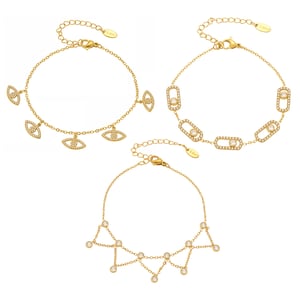 1 Piece Classic Letter Stainless Steel Gold Color Zircon Women's Charm Bracelets h5 Picture7