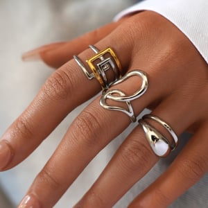 18K Gold Plated Stainless Steel Statement Rings irregular shape Elegant Daily Gathering/Party Simple Series Women's jewelry h5 Picture7