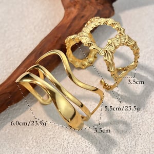1 Piece Irregular Shape Stainless Steel Gold Color Cuff Bracelet h5 Picture3