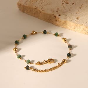 1 Piece Ethnic Beads Circle Stainless Steel Gold Color Natural Stone Women's Jewelry Sets h5 Picture2