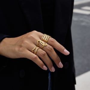 1 Piece Simple Irregular Shape Stainless Steel Gold Color Statement Rings h5 Picture6