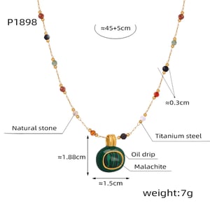Klassische unregelmäßige Form Edelstahl Gold Farbe Naturstein Damen Schmuck Sets h5