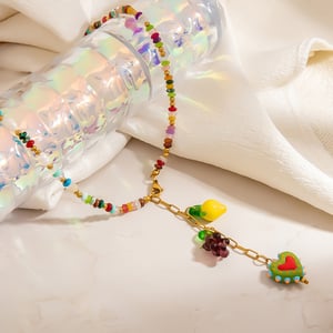1 Piece Sweet Color Blocking Grape Fruit  Women's Beaded Necklaces h5 Picture4