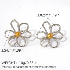 1 Pair Simple  Daily Flower Stainless Steel  Gold Color  Women's Stud Earrings h5 Picture2