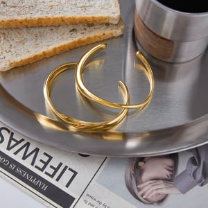 1 Piece Classic Curve Stainless Steel Gold Color Women's Cuff Bracelets h5 Picture6