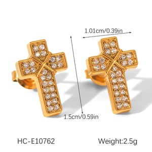 1 Pair Daily Cross Stainless Steel  Zircon Women's Stud Earrings h5 Picture2