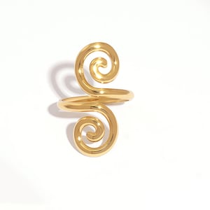 1 Piece  Retro Circle Stainless Steel  Gold Color Women's  Statement Rings h5