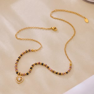 Vintage Herz Edelstahl Gold Farbe Naturstein Damen Schmuck Sets h5 Bild3