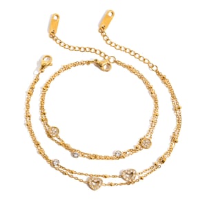 1 Piece Luxurious Heart Stainless Steel Gold Color Women's Chain Bracelets h5 Picture7